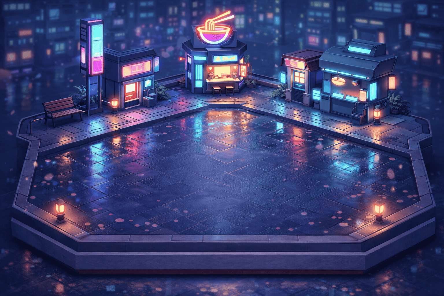 Petopia neon city world - colorful merge game background